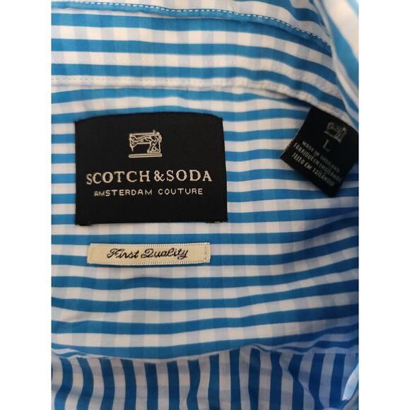 Scotch & and Soda Mens Gingham plaid button up shirt L Easter career casual - Picture 5 of 8